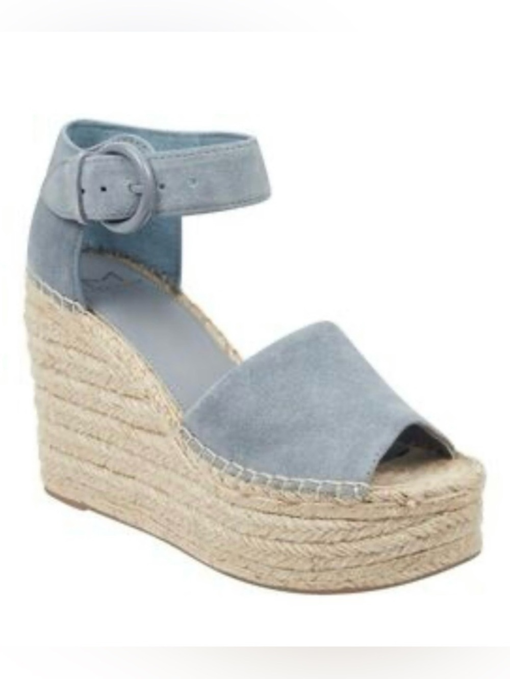 Marc Fisher- Alida Platform powder blue pastel suede espadrille.Size 11
